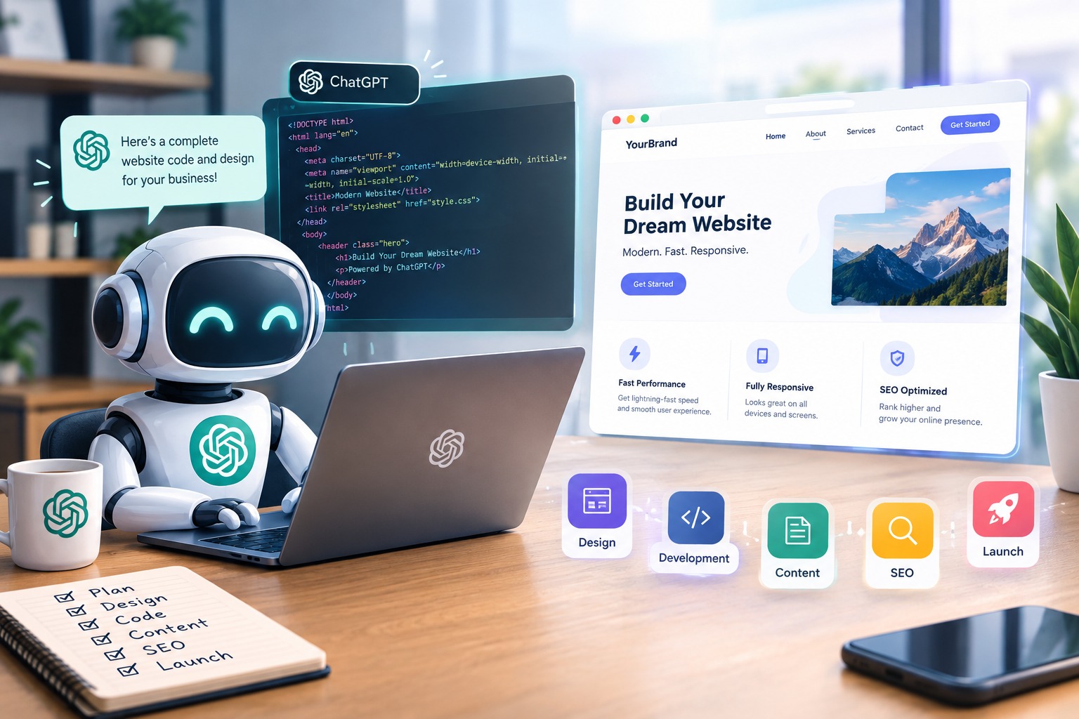 ChatGPT AI website development for building professional websites