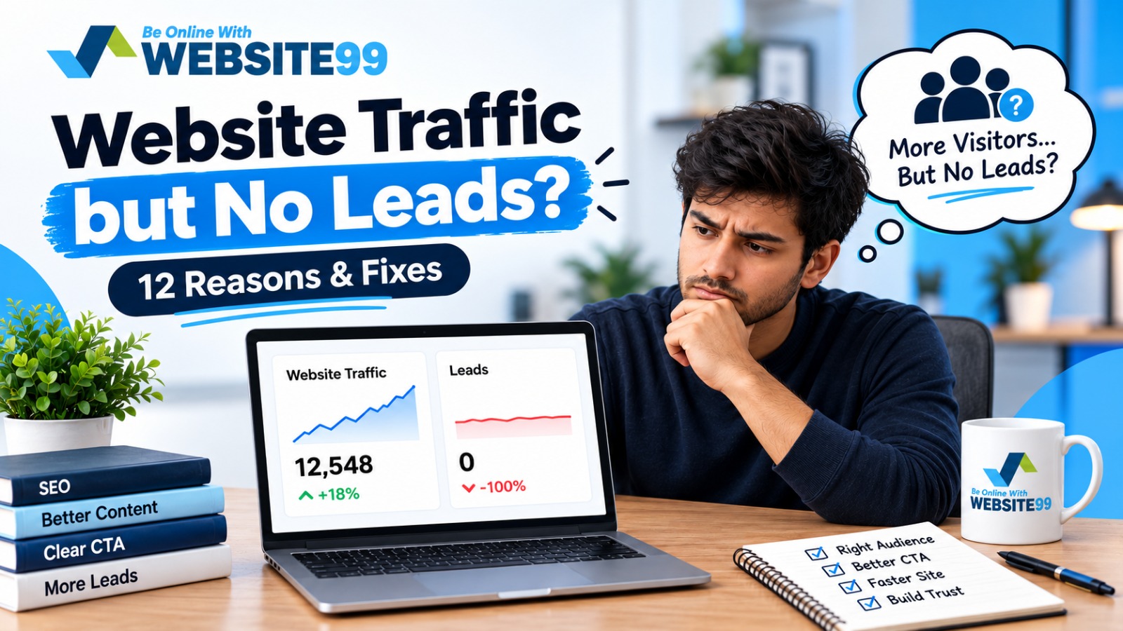 Website traffic but no leads – 12 reasons and fixes
